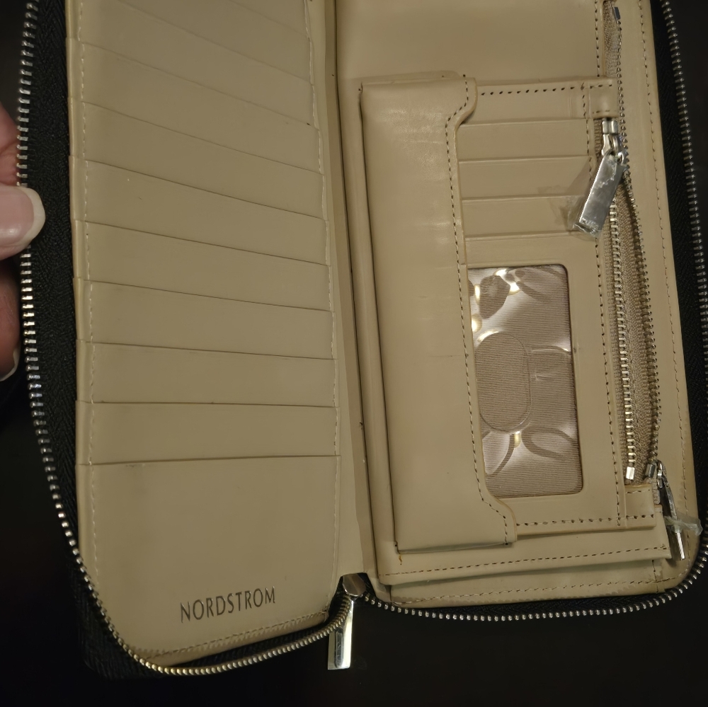 Nordstrom Brand Zip Saffiano Leather Wallet with Wristlet Strap - Picture 8 of 12
